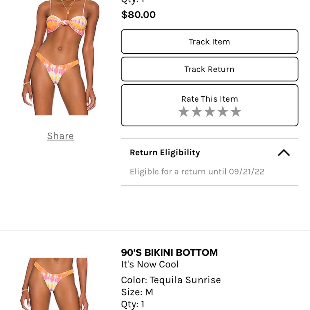 It’s now cool -knot bandeau bikini top and 90s bikini bottom